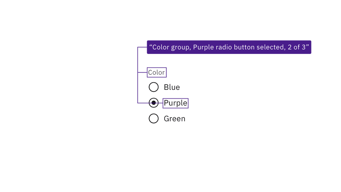 "color group, Purple radio button checked, 2 of 3" "color group, Purple radio button checked, 2 of 3"